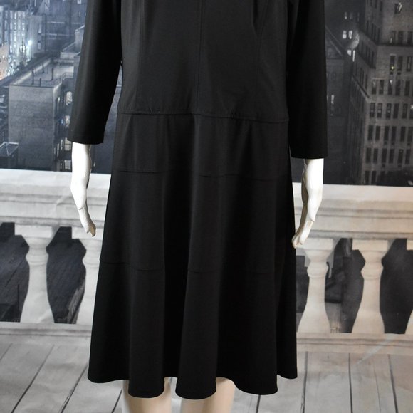 Black Label by Evan Piccone size 14 Black Long Sleeve Flowing Dress - Picture 5 of 8